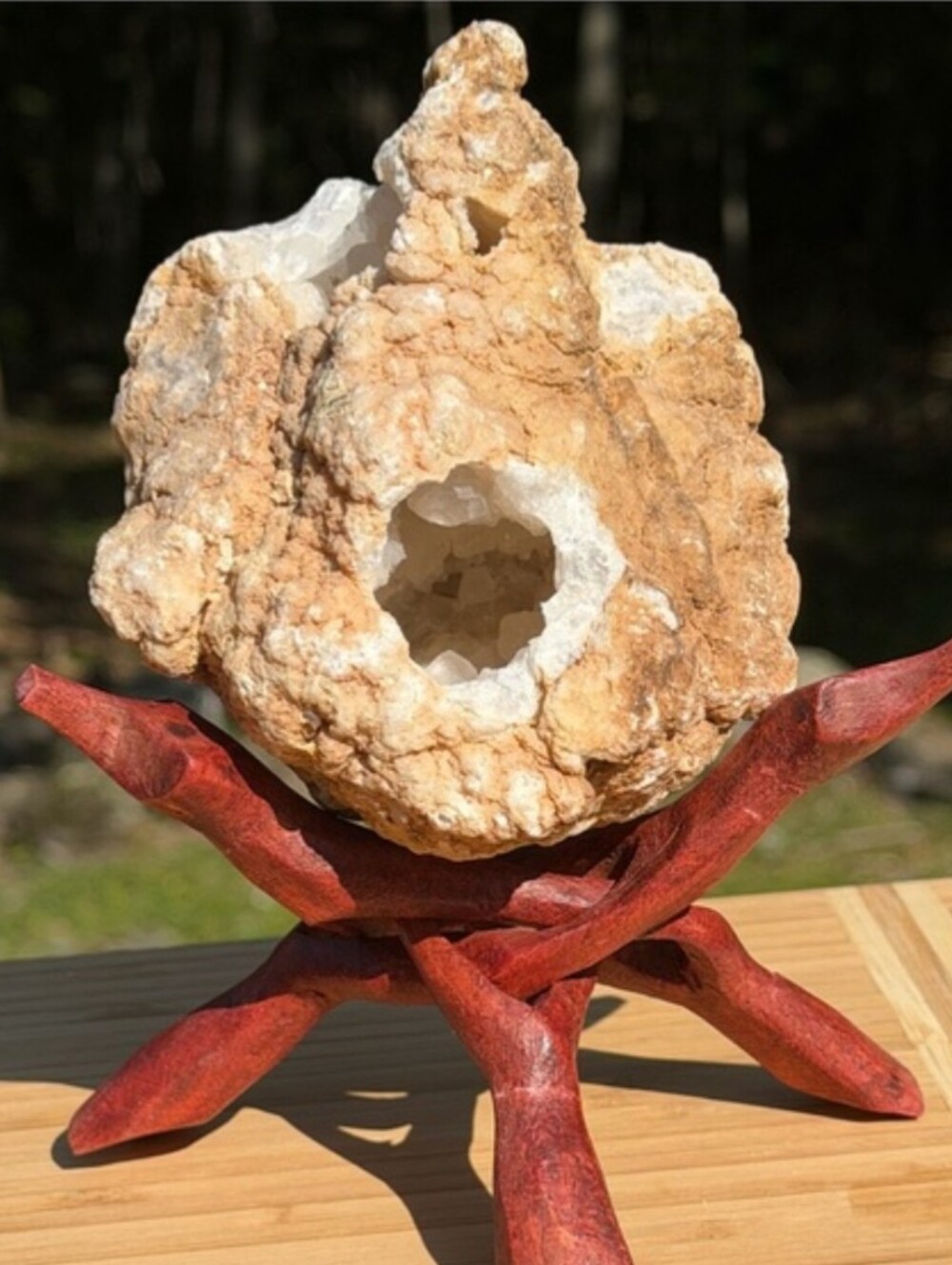 Amazing Geode | Quartz Crystal | 6" Wooden Tripod Display Stand